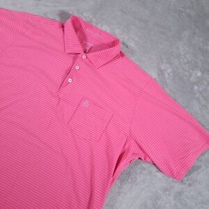 B.‎ Draddy Polo Shirt Mens XL Red Striped Short Sleeve Performance Stretch Golf